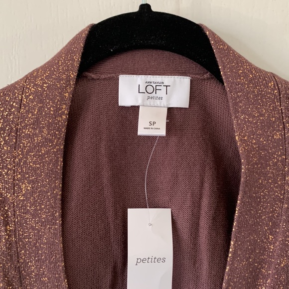 NWT LOFT Gold Sparkle Cardigan Sweater - Picture 3 of 15